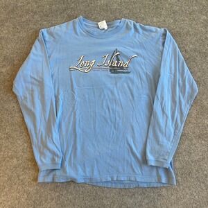 Vintage Perrin Long Island New York Sail Boat Long Sleeve Shirt Adult Large